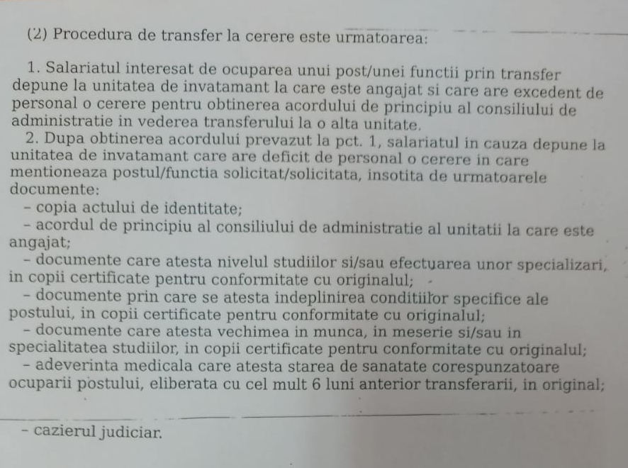 procedura de transfer